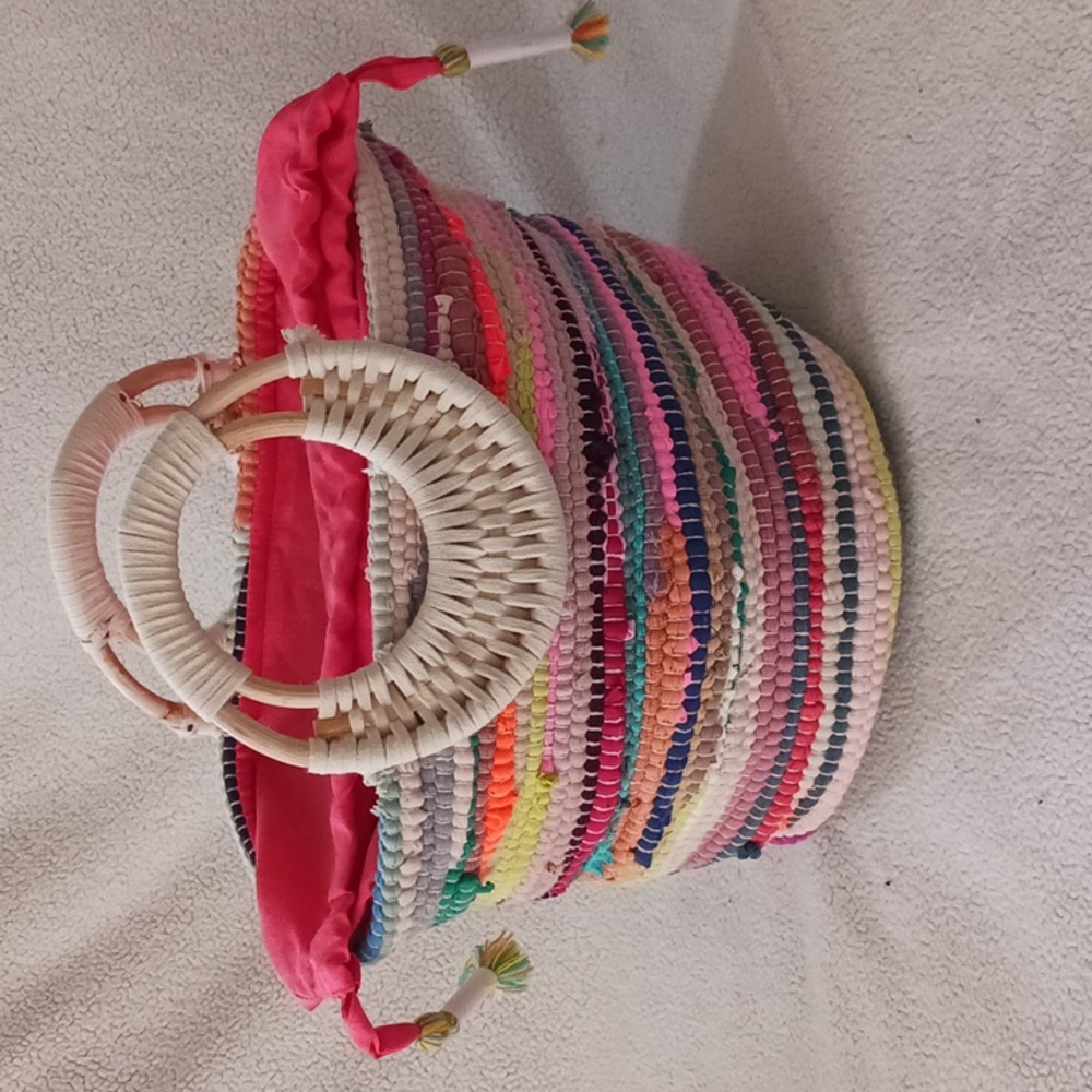 Rag Rug Drawstring Tote